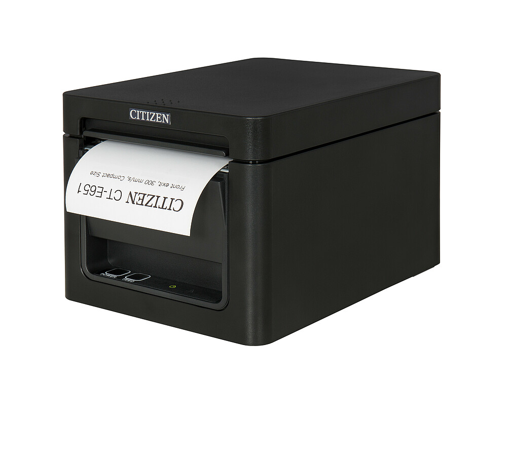 Citizen drukarka POS CT-E651 czarna z wydrukowanym paragonem