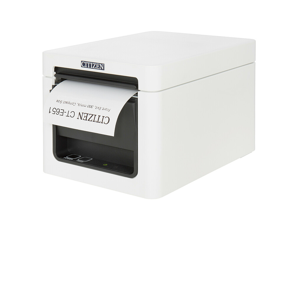 Citizen drukarka POS CT-E651 biała z wydrukowanym paragonem