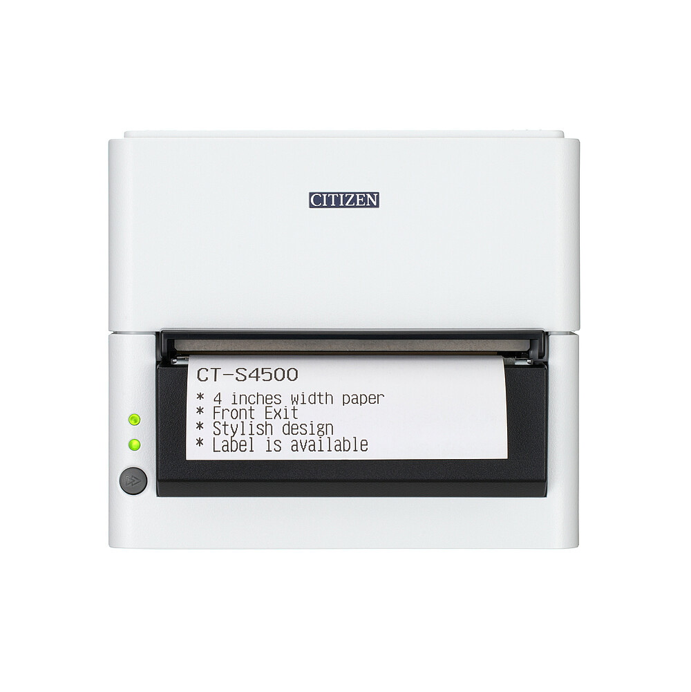 Citizen drukarka POS CT-S4500 biała przód z wydrukowanym paragonem