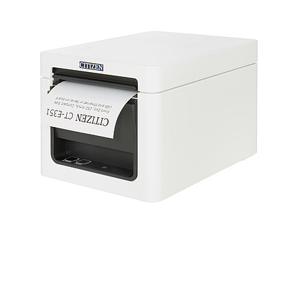 Citizen drukarka POS CT-E351 biała z wydrukowanym paragonem