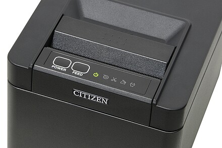 Citizen POS CT-E601 Antimicrobial Disinfectant Ready Black Printer Panel Close Up
