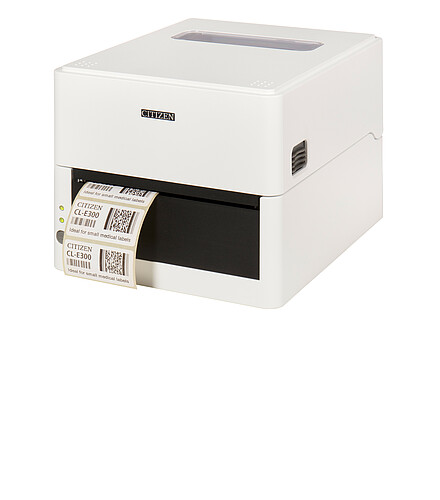 Citizen EtikettendruckerCL-E300 weiß mit gedrucktem Etikett